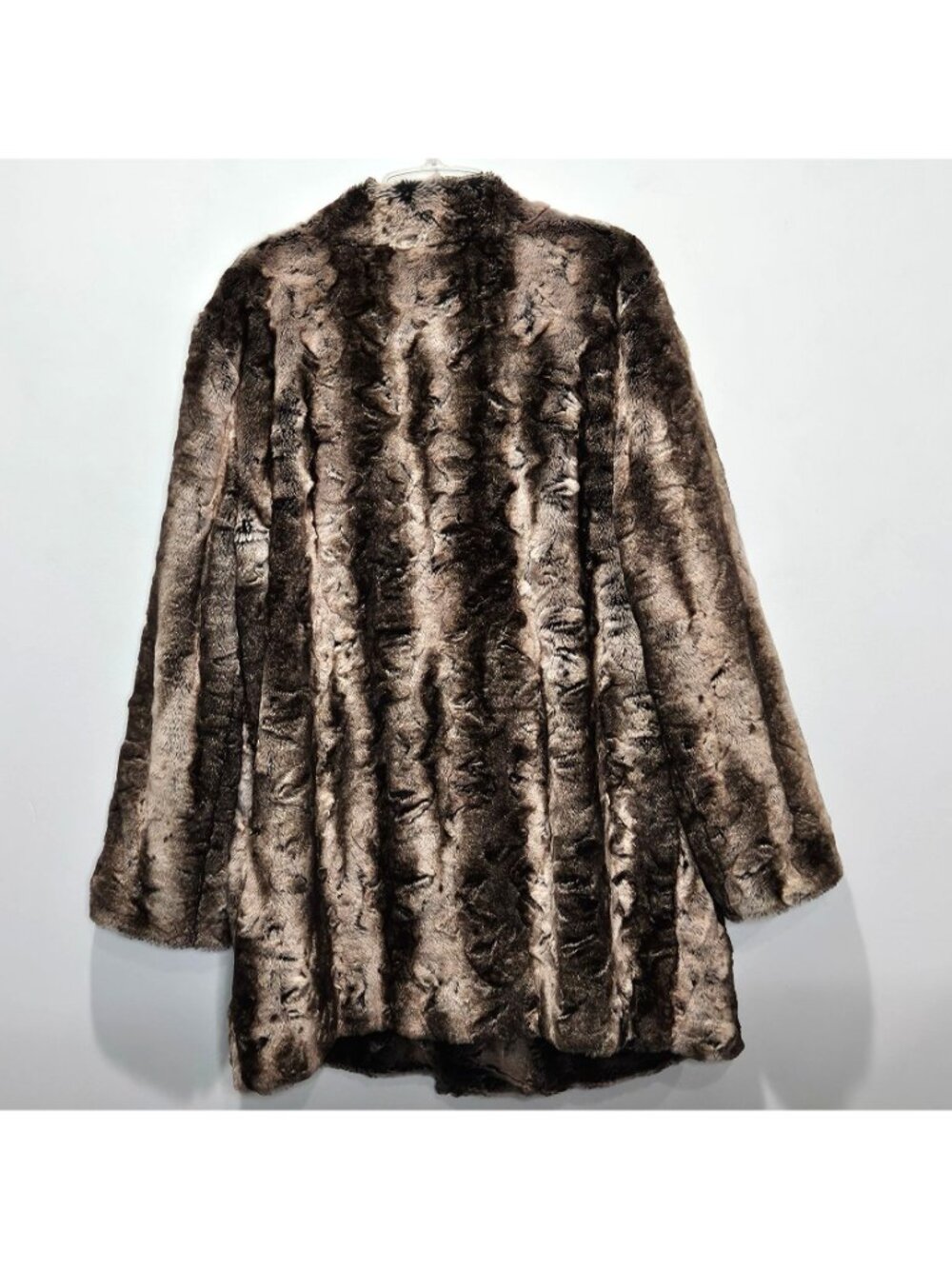 Pamela McCoy Coat Womens 1X Brown Tan Faux Fur Luxury Holiday - Picture 11 of 13